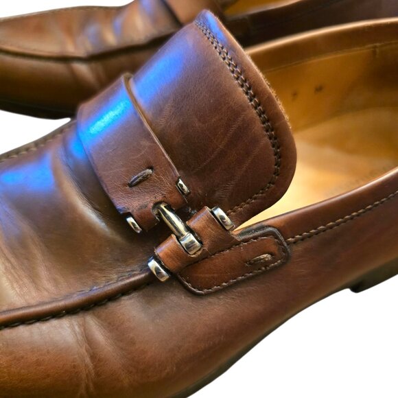 Men's Brown Leather MAGNANNI Slip-on Bit Loafer sz 7 - Picture 5 of 14